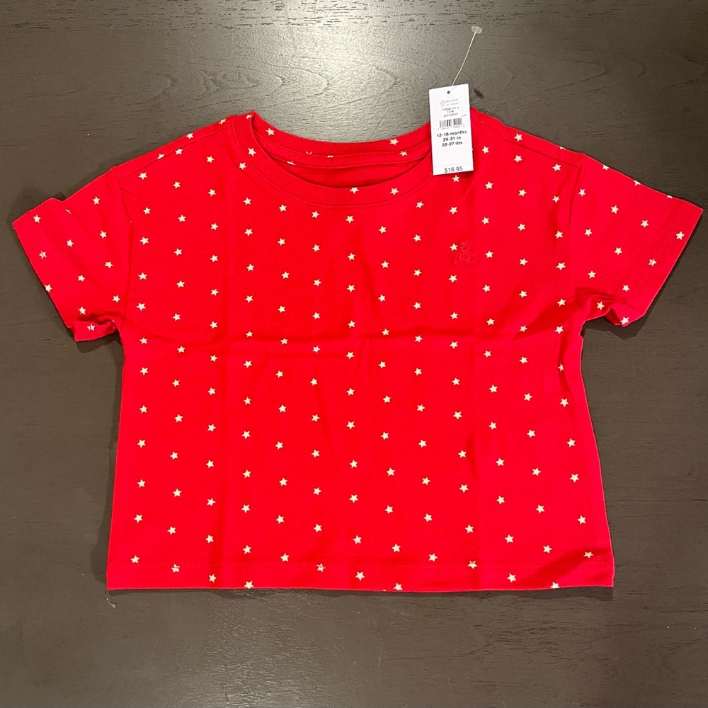 Baby Gap 18-24 Months Red Star Pattern Kids T-Shirt NWT